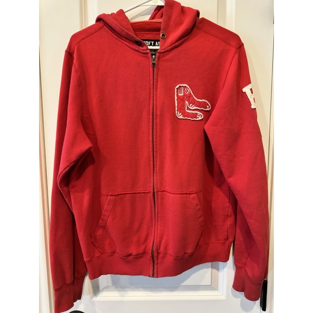 Soft As A Grape Boston Red Sox Hoodie Men's Large Red Zip Up Sweatshirt MLB